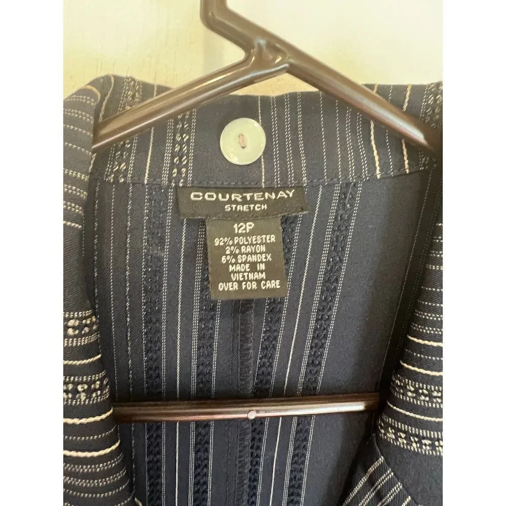 Vintage Courtenay Stretch blazer navy and white stripe size 12 petite